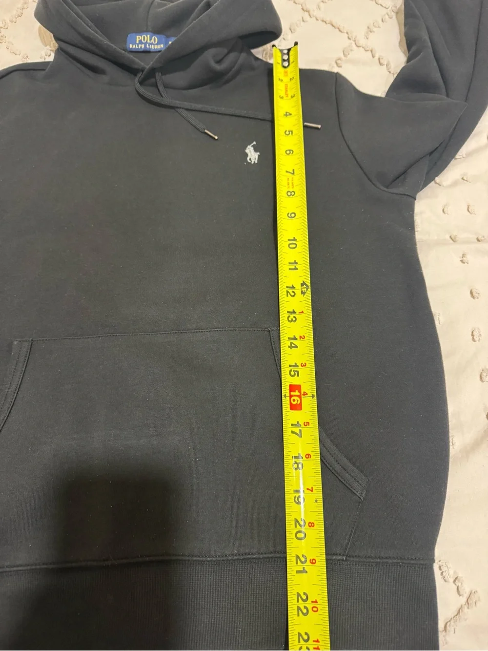 Polo Ralph Lauren Black Fleece Pullover Hoodie Pony Logo Size M
